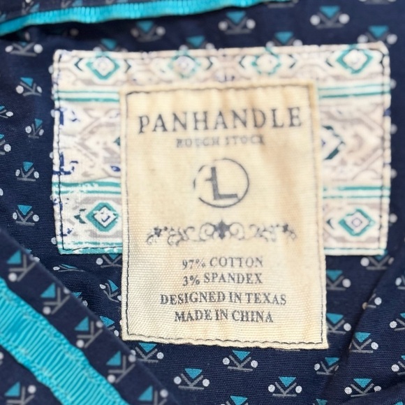 Panhandle Navy Blue & Turquoise Casual Button Down Shirt Size Large Long Sleeve - Picture 3 of 11